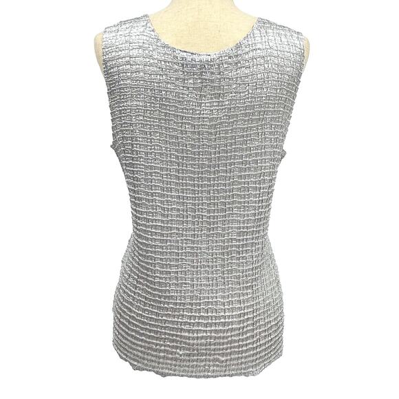 Serenade Y2K Silver Metallic Sheen Top Women's L Futuristic Glam Studio 54 Disco - Picture 3 of 6